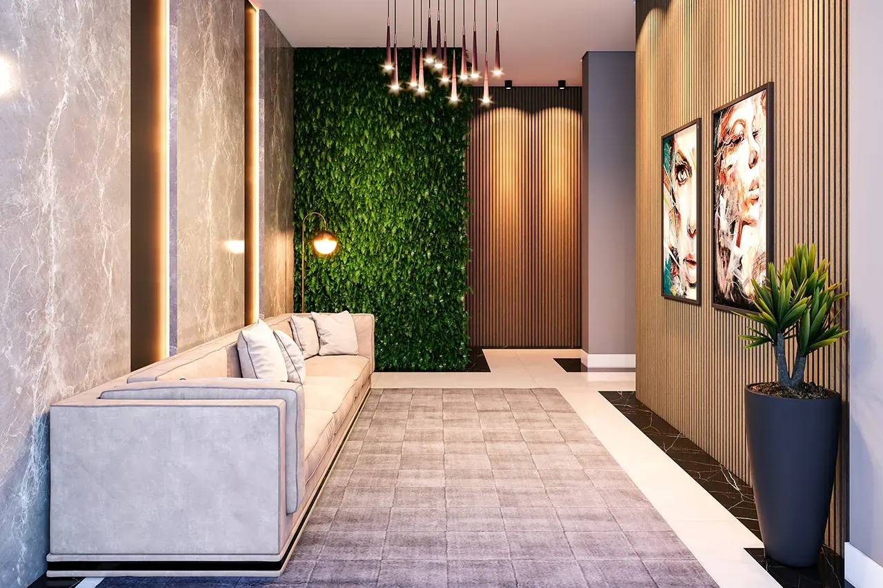 Modern corporate office reception interior by Bludesign